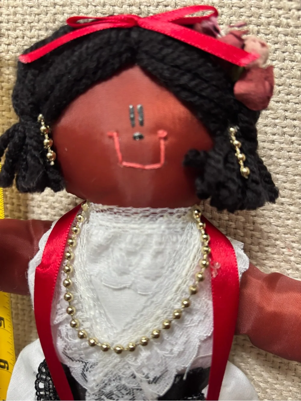 Mexican Veracruz Jarocha Handmade Cloth Doll Traditional Folk Costume 9”